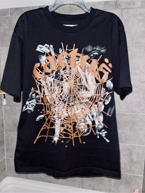 Cactus Jack by Travis Scott Black Tee with Tan Spiderweb Graphic men’s large